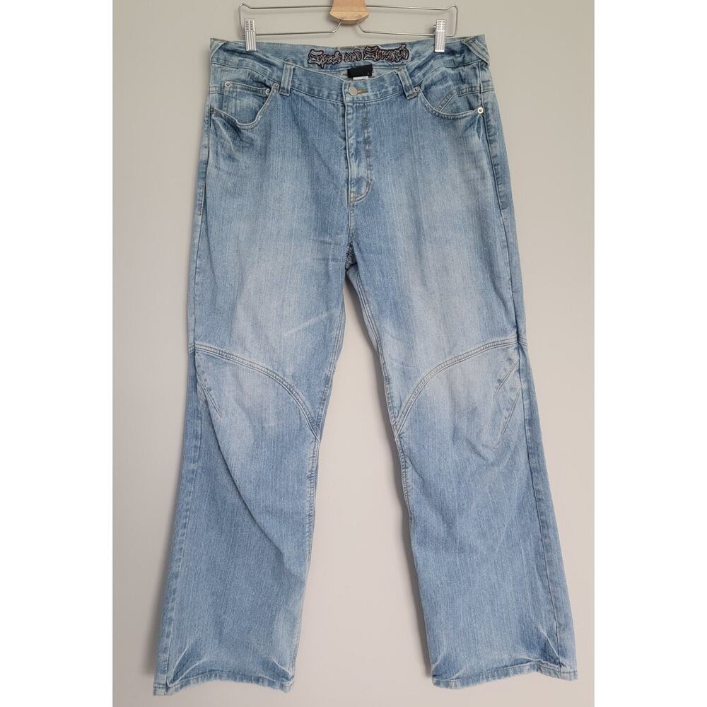 Speed and Strength Straight Jeans Mens 40x32 Teramid Light Wash Denim
